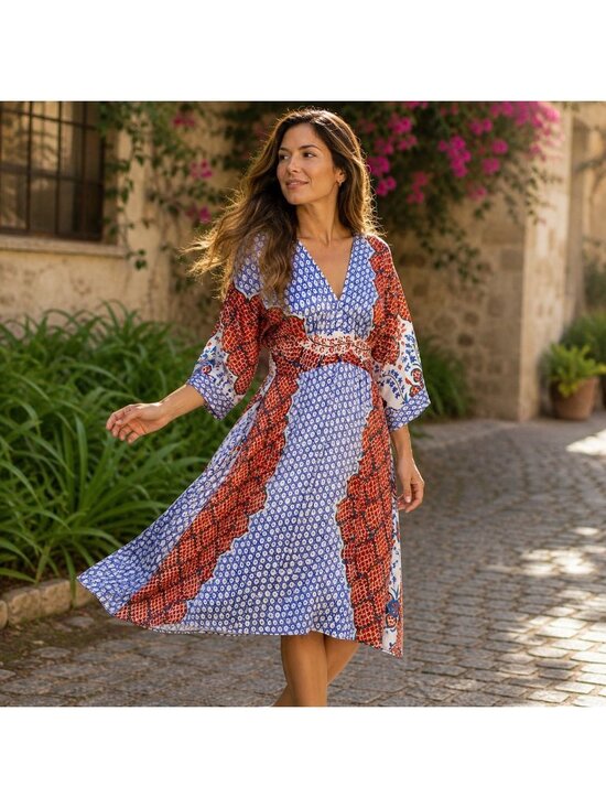 Single Dresses & Skirts - Y2K Silk Kimono Dress Womens Small Twee Indie Boho Artsy Whimsy Tie Waist
